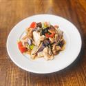Eggplant stir-fry in chili sauce with Thai basil