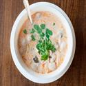 Tom Kha coconut-milk soup with lemongrass and galanga